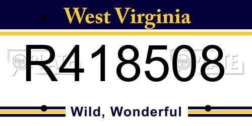 R418508 West Virginia License Plate