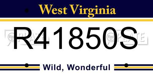 R41850S West Virginia License Plate