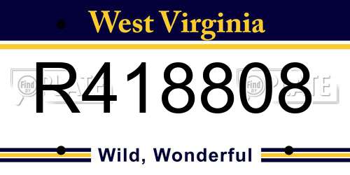 R418808 West Virginia License Plate