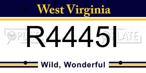 R4445I West Virginia License Plate