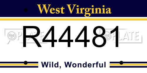 R44481 West Virginia License Plate