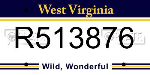 R513876 West Virginia License Plate