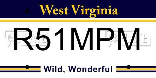 R51MPM West Virginia License Plate