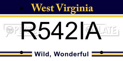 R542IA West Virginia License Plate