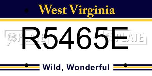 R5465E West Virginia License Plate