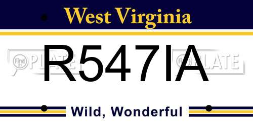 R547IA West Virginia License Plate