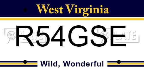 R54GSE West Virginia License Plate