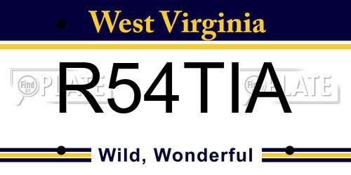 R54TIA West Virginia License Plate
