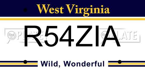 R54ZIA West Virginia License Plate