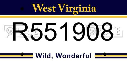 R551908 West Virginia License Plate