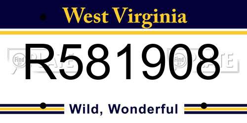 R581908 West Virginia License Plate