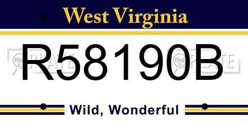 R58190B West Virginia License Plate