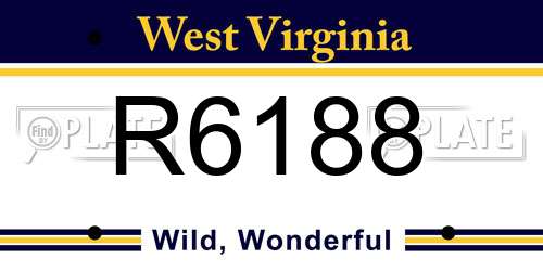 R6188 West Virginia License Plate