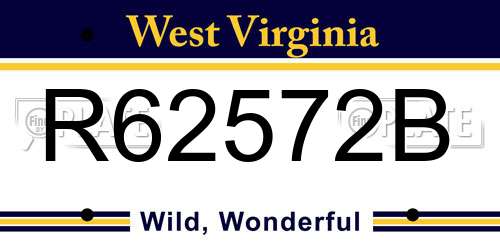 R62572B West Virginia License Plate