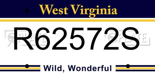 R62572S West Virginia License Plate