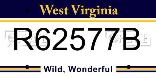 R62577B West Virginia License Plate