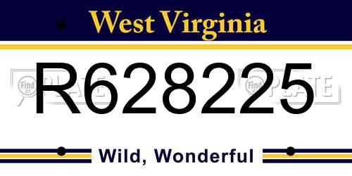 R628225 West Virginia License Plate