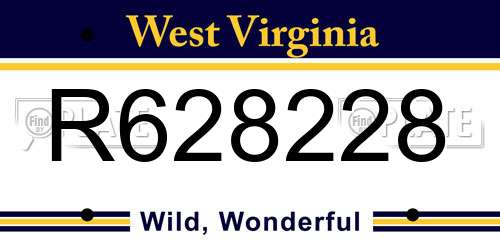 R628228 West Virginia License Plate