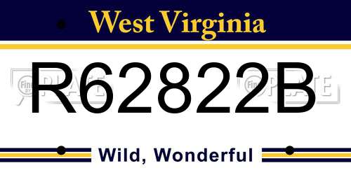 R62822B West Virginia License Plate