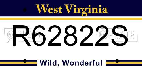 R62822S West Virginia License Plate