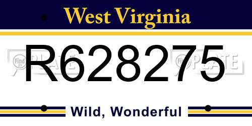 R628275 West Virginia License Plate