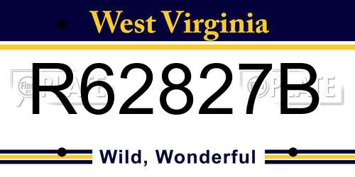 R62827B West Virginia License Plate