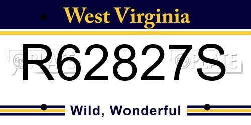 R62827S West Virginia License Plate