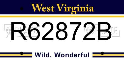 R62872B West Virginia License Plate