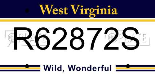 R62872S West Virginia License Plate