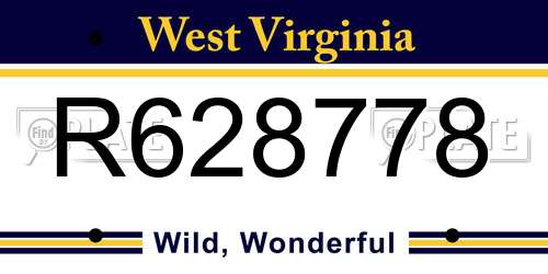 R628778 West Virginia License Plate