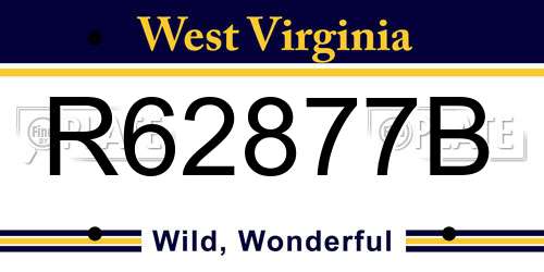 R62877B West Virginia License Plate