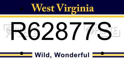 R62877S West Virginia License Plate
