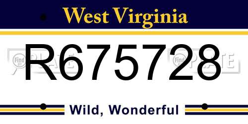 R675728 West Virginia License Plate
