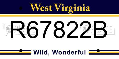 R67822B West Virginia License Plate