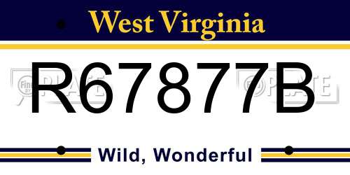 R67877B West Virginia License Plate