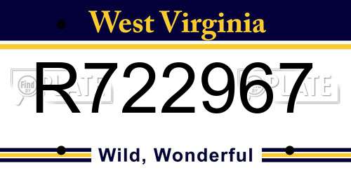 R722967 West Virginia License Plate