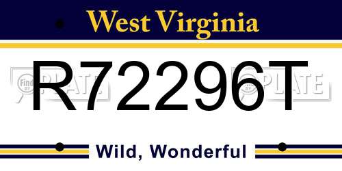 R72296T West Virginia License Plate