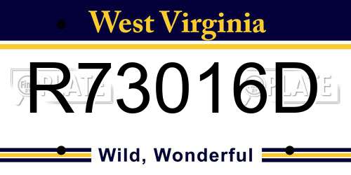 R73016D West Virginia License Plate