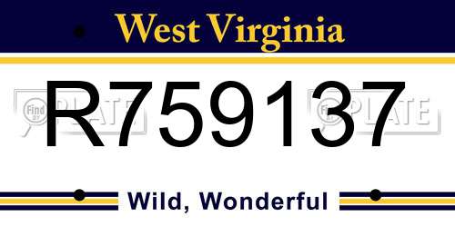 R759137 West Virginia License Plate