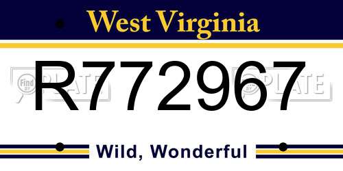 R772967 West Virginia License Plate