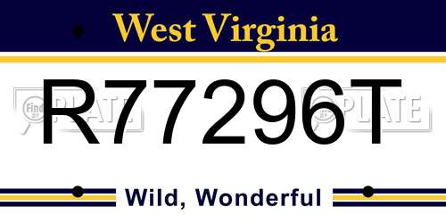 R77296T West Virginia License Plate
