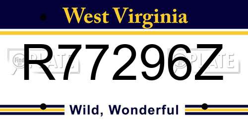 R77296Z West Virginia License Plate