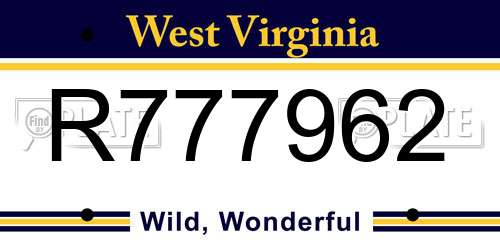 R777962 West Virginia License Plate