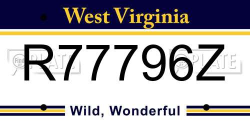 R77796Z West Virginia License Plate