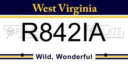 R842IA West Virginia License Plate
