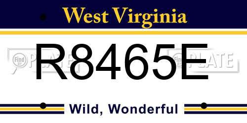 R8465E West Virginia License Plate