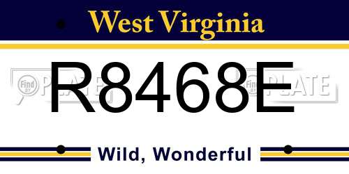 R8468E West Virginia License Plate