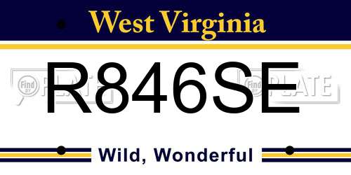 R846SE West Virginia License Plate