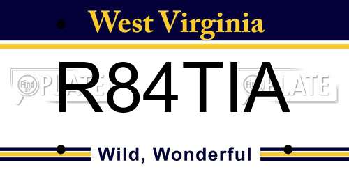 R84TIA West Virginia License Plate