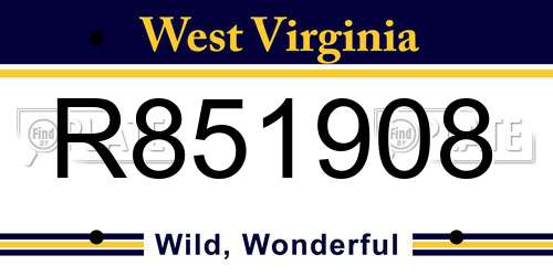 R851908 West Virginia License Plate
